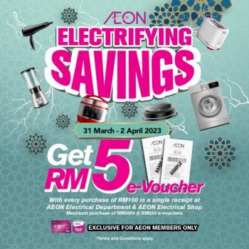 AEON-Electrifying-Savings-Free-RM5-Voucher-Promotion-350x350 - Electronics & Computers Home Appliances Johor Kedah Kelantan Kitchen Appliances Kuala Lumpur Melaka Negeri Sembilan Pahang Penang Perak Perlis Promotions & Freebies Putrajaya Sabah Sarawak Selangor Supermarket & Hypermarket Terengganu 