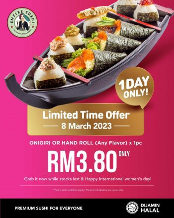 Empire-Sushi-International-Womens-Day-Promotion-350x438 - Beverages Food , Restaurant & Pub Johor Kedah Kelantan Kuala Lumpur Melaka Negeri Sembilan Pahang Penang Perak Perlis Promotions & Freebies Putrajaya Sabah Sarawak Selangor Sushi Terengganu 