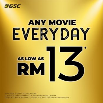 Golden-Screen-Cinemas-New-Low-Ticket-Prices-As-RM13-Promotion-350x350 - Cinemas Johor Kedah Kelantan Kuala Lumpur Melaka Movie & Music & Games Negeri Sembilan Pahang Penang Perak Perlis Promotions & Freebies Putrajaya Sabah Sarawak Selangor Terengganu 