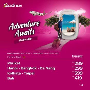 Malindo-Air-Batik-Air-Adventure-Awaits-Promotion-350x350 - Air Fare Johor Kedah Kelantan Kuala Lumpur Melaka Negeri Sembilan Online Store Pahang Penang Perak Perlis Promotions & Freebies Putrajaya Sabah Sarawak Selangor Sports,Leisure & Travel Terengganu 