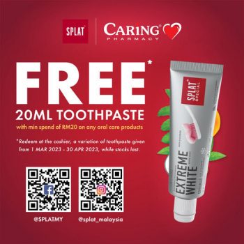 SPLAT-Free-Toothpaste-Promo-at-Caring-Pharmacy-350x350 - Beauty & Health Cosmetics Johor Kedah Kelantan Kuala Lumpur Melaka Negeri Sembilan Pahang Penang Perak Perlis Personal Care Promotions & Freebies Putrajaya Sabah Sarawak Selangor Skincare Terengganu 