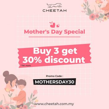 Cheetah-Online-Mothers-Day-30-OFF-Promotion-1-350x350 - Apparels Fashion Accessories Fashion Lifestyle & Department Store Johor Kedah Kelantan Kuala Lumpur Melaka Negeri Sembilan Pahang Penang Perak Perlis Promotions & Freebies Putrajaya Sabah Sarawak Selangor Terengganu 