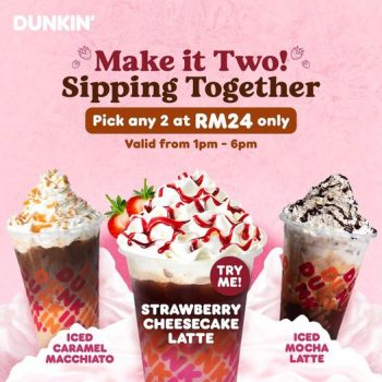 Dunkin-Make-it-Two-Sipping-Together-Deal-350x350 - Beverages Food , Restaurant & Pub Johor Kedah Kelantan Kuala Lumpur Melaka Negeri Sembilan Online Store Pahang Penang Perak Perlis Promotions & Freebies Putrajaya Sabah Sarawak Selangor Terengganu 