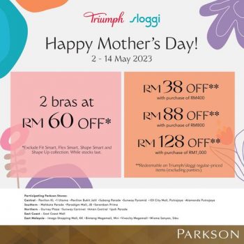 Parkson-Triumph-Sloggi-Mothers-Day-Special-350x350 - Fashion Accessories Fashion Lifestyle & Department Store Johor Kedah Kelantan Kuala Lumpur Lingerie Melaka Negeri Sembilan Pahang Penang Perak Perlis Promotions & Freebies Putrajaya Sabah Sarawak Selangor Terengganu Underwear 