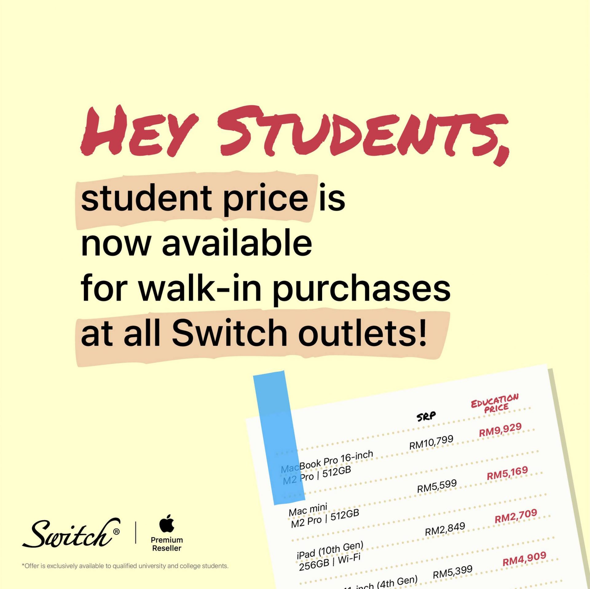 19 May 2023 Onward Switch Student Price Promo