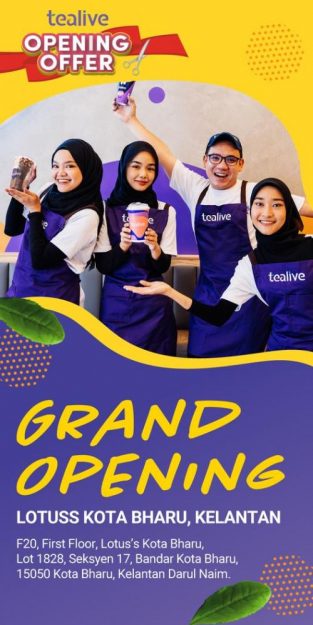 Tealive-Opening-Promotion-at-Lotuss-Kota-Bharu-313x625 - Beverages Food , Restaurant & Pub Kelantan Promotions & Freebies 