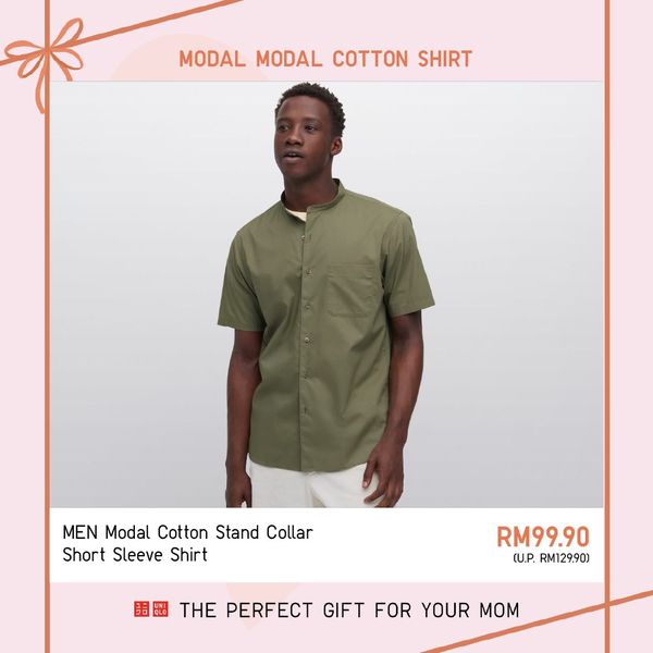 MEN'S MODAL COTTON STAND COLLAR SHORT SLEEVE SHIRT