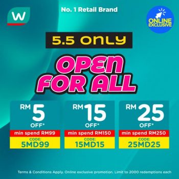 Watsons-5.5-Sale-Promo-Code-1-350x350 - Beauty & Health Health Supplements Johor Kedah Kelantan Kuala Lumpur Melaka Negeri Sembilan Online Store Pahang Penang Perak Perlis Personal Care Promotions & Freebies Putrajaya Sabah Sarawak Selangor Terengganu 