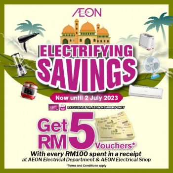 AEON-Electrifying-Savings-Free-RM5-Voucher-Promotion-350x350 - Johor Kedah Kelantan Kuala Lumpur Melaka Negeri Sembilan Pahang Penang Perak Perlis Promotions & Freebies Putrajaya Sabah Sarawak Selangor Supermarket & Hypermarket Terengganu 