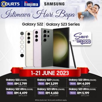 COURTS-Samsung-Galaxy-S22-Galaxy-S23-Series-Fathers-Day-Promotion-350x350 - Electronics & Computers IT Gadgets Accessories Johor Kedah Kelantan Kuala Lumpur Melaka Mobile Phone Negeri Sembilan Online Store Pahang Penang Perak Perlis Promotions & Freebies Putrajaya Sabah Sarawak Selangor Terengganu 