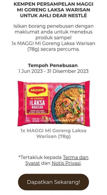 Claim-Your-Free-Sample-of-Nestle-Maggi-Mi-Goreng-Laksa-Warisan-344x625 - Beverages Food , Restaurant & Pub Johor Kedah Kelantan Kuala Lumpur Melaka Negeri Sembilan Online Store Others Pahang Penang Perak Perlis Promotions & Freebies Putrajaya Sabah Sarawak Selangor Terengganu 