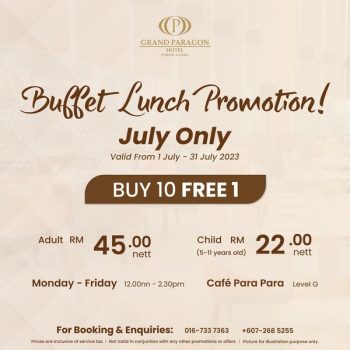 Grand-Paragon-Hotel-Buffet-Lunch-Promo-350x350 - Beverages Food , Restaurant & Pub Hotels Johor Promotions & Freebies Sports,Leisure & Travel 
