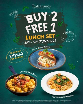 Italiannies-Buy-2-Free-1-Lunch-Set-Promo-350x438 - Beverages Food , Restaurant & Pub Johor Kedah Kelantan Kuala Lumpur Melaka Negeri Sembilan Pahang Penang Perak Perlis Promotions & Freebies Putrajaya Sabah Sarawak Selangor Terengganu 
