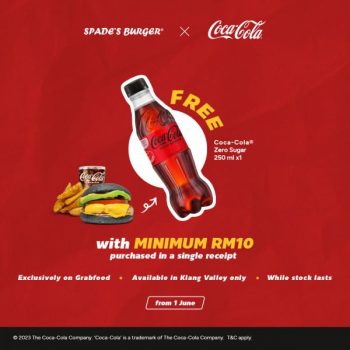 Spades-Burger-GrabFood-FREE-Coca-Cola-Zero-Sugar-Promotion-350x350 - Beverages Food , Restaurant & Pub Johor Kedah Kelantan Kuala Lumpur Melaka Negeri Sembilan Pahang Penang Perak Perlis Promotions & Freebies Putrajaya Sabah Sarawak Selangor Terengganu 