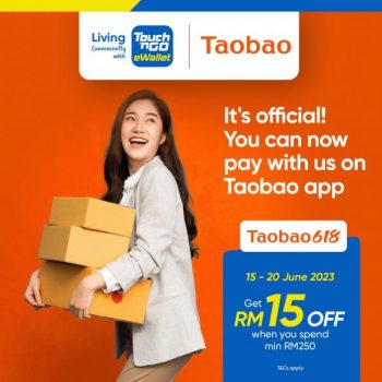 Taobao-RM15-OFF-and-1.5-Service-Fee-Waiver-Promotion-pay-with-Touch-n-Go-350x350 - eWallet & Digital Currency Johor Kedah Kelantan Kuala Lumpur Melaka Negeri Sembilan Others Pahang Penang Perak Perlis Promotions & Freebies Putrajaya Sabah Sarawak Selangor Terengganu 