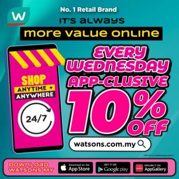 Watsons-Online-Wednesday-App-clusive-Promotion-350x350 - Beauty & Health Cosmetics Fragrances Health Supplements Johor Kedah Kelantan Kuala Lumpur Melaka Negeri Sembilan Online Store Pahang Penang Perak Perlis Personal Care Promotions & Freebies Putrajaya Sabah Sarawak Selangor Skincare Terengganu 