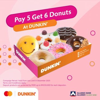 Dunkin-pay-with-Alliance-Bank-Debit-Card-Pay-5-Get-6-Donuts-Promotion-350x350 - Alliance Bank Bank & Finance Beverages Food , Restaurant & Pub Johor Kedah Kelantan Kuala Lumpur Melaka Negeri Sembilan Pahang Penang Perak Perlis Promotions & Freebies Putrajaya Sabah Sarawak Selangor Terengganu 