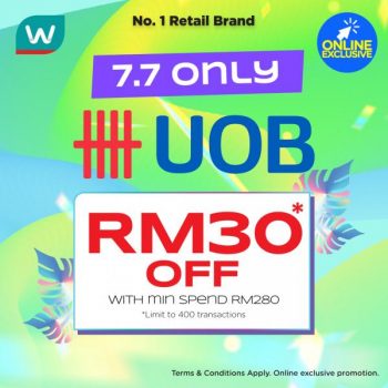 Watsons-7.7-Mid-Year-Sale-with-UOB-350x350 - Bank & Finance Beauty & Health Health Supplements Johor Kedah Kelantan Kuala Lumpur Malaysia Sales Melaka Negeri Sembilan Pahang Penang Perak Perlis Personal Care Putrajaya Sabah Sarawak Selangor Terengganu United Overseas Bank 