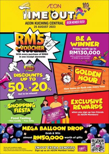 AEON-Time-Out-Promotion-at-Kuching-Central-350x495 - Promotions & Freebies Sarawak Supermarket & Hypermarket 