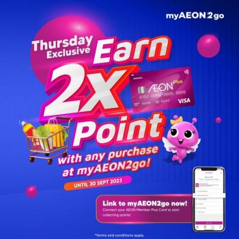 AEON-myAEON2go-Thursday-2X-Point-Promotion-350x350 - Johor Kedah Kelantan Kuala Lumpur Melaka Negeri Sembilan Online Store Pahang Penang Perak Perlis Promotions & Freebies Putrajaya Sabah Sarawak Selangor Supermarket & Hypermarket Terengganu 