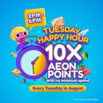 AEON-myAEON2go-Tuesday-Happy-Hour-10x-AEON-Points-Promotion-350x350 - Johor Kedah Kelantan Kuala Lumpur Melaka Negeri Sembilan Online Store Pahang Penang Perak Perlis Promotions & Freebies Putrajaya Sabah Sarawak Selangor Supermarket & Hypermarket Terengganu 