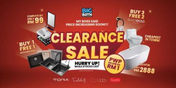Big-Bath-Clearance-Sale-350x175 - Building Materials Furniture Home & Garden & Tools Home Decor Johor Kitchenware Kuala Lumpur Lightings Office Furniture Penang Perak Sabah Safety Tools & DIY Tools Sanitary & Bathroom Sarawak Selangor Warehouse Sale & Clearance in Malaysia 