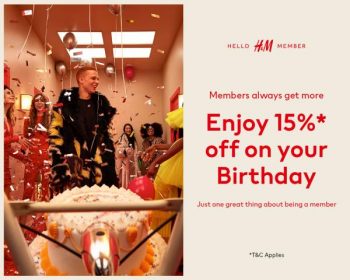 HM-Members-Birthday-15-OFF-Promotion-350x280 - Apparels Fashion Accessories Fashion Lifestyle & Department Store Johor Kedah Kelantan Kuala Lumpur Melaka Negeri Sembilan Online Store Pahang Penang Perak Perlis Promotions & Freebies Putrajaya Sabah Sarawak Selangor Terengganu 