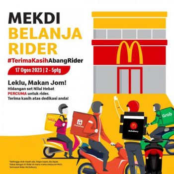 McDonalds-Free-Food-For-Rider-Promotion-350x350 - Beverages Food , Restaurant & Pub Johor Kedah Kelantan Kuala Lumpur Melaka Negeri Sembilan Pahang Penang Perak Perlis Promotions & Freebies Putrajaya Sabah Sarawak Selangor Terengganu 