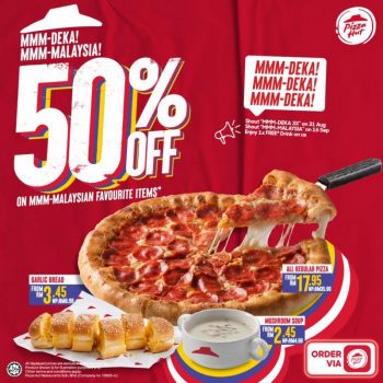 Pizza-Hut-Merdeka-Malaysia-Day-50-OFF-Promotion-350x350 - Beverages Food , Restaurant & Pub Johor Kedah Kelantan Kuala Lumpur Melaka Negeri Sembilan Pahang Penang Perak Perlis Pizza Promotions & Freebies Putrajaya Sabah Sarawak Selangor Terengganu 