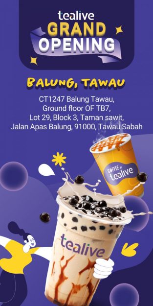 Tealive-Grand-Opening-Buy-1-Free-1-Promotion-at-Balung-Tawau-313x625 - Beverages Food , Restaurant & Pub Promotions & Freebies Sabah 