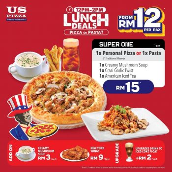 US-Pizza-Lunch-Deals-1-350x350 - Beverages Food , Restaurant & Pub Johor Kedah Kelantan Kuala Lumpur Melaka Negeri Sembilan Pahang Penang Perak Perlis Pizza Promotions & Freebies Putrajaya Sabah Sarawak Selangor Terengganu 