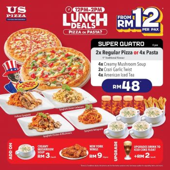 US-Pizza-Lunch-Deals-2-350x350 - Beverages Food , Restaurant & Pub Johor Kedah Kelantan Kuala Lumpur Melaka Negeri Sembilan Pahang Penang Perak Perlis Pizza Promotions & Freebies Putrajaya Sabah Sarawak Selangor Terengganu 