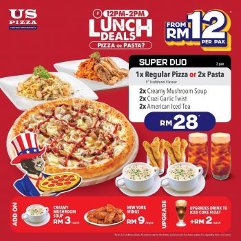 US-Pizza-Lunch-Deals-3-350x350 - Beverages Food , Restaurant & Pub Johor Kedah Kelantan Kuala Lumpur Melaka Negeri Sembilan Pahang Penang Perak Perlis Pizza Promotions & Freebies Putrajaya Sabah Sarawak Selangor Terengganu 
