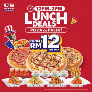 US-Pizza-Lunch-Deals-350x350 - Beverages Food , Restaurant & Pub Johor Kedah Kelantan Kuala Lumpur Melaka Negeri Sembilan Pahang Penang Perak Perlis Pizza Promotions & Freebies Putrajaya Sabah Sarawak Selangor Terengganu 