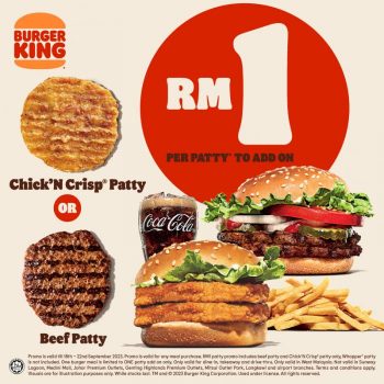 Burger-King-RM1-Patty-Promotion-350x350 - Beverages Food , Restaurant & Pub Johor Kedah Kelantan Kuala Lumpur Melaka Negeri Sembilan Pahang Penang Perak Perlis Promotions & Freebies Putrajaya Sabah Sarawak Selangor Terengganu 