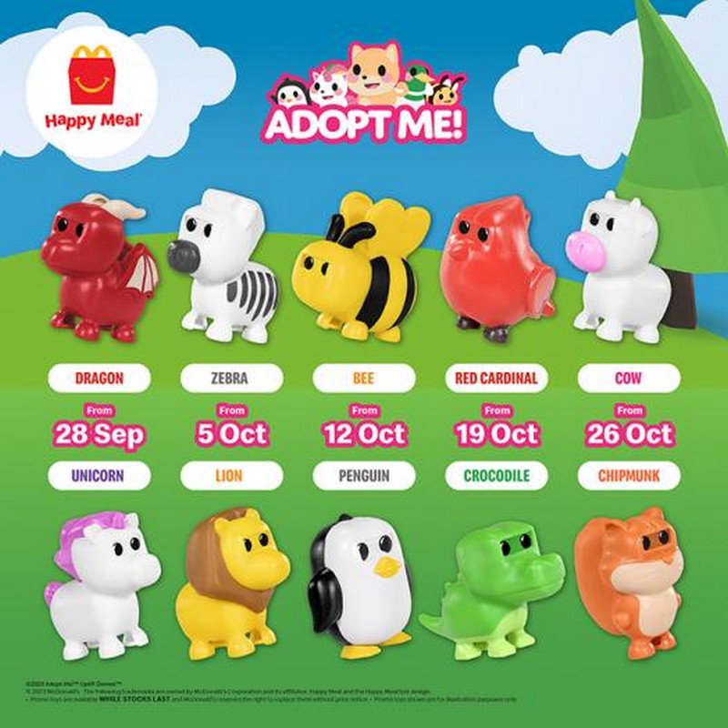 28 Sep1 Nov 2023 McDonald's Happy Meal FREE Adopt Me Toys Promotion