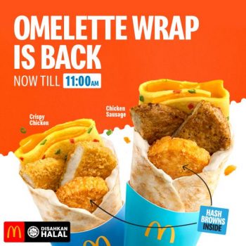 McDonalds-Omelette-Wraps-with-Hash-Browns-350x350 - Beverages Food , Restaurant & Pub Johor Kedah Kelantan Kuala Lumpur Melaka Negeri Sembilan Pahang Penang Perak Perlis Promotions & Freebies Putrajaya Sabah Sarawak Selangor Terengganu 