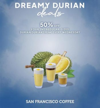 San-Francisco-Coffee-Dream-Durian-Deals-350x377 - Beverages Food , Restaurant & Pub Johor Kedah Kelantan Kuala Lumpur Melaka Negeri Sembilan Pahang Penang Perak Perlis Promotions & Freebies Putrajaya Sabah Sarawak Selangor Terengganu 