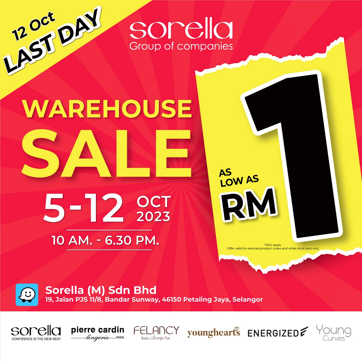 5-12 Oct 2023: Sorella Warehouse Sale! Price as low as RM1 only