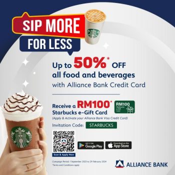 Starbucks-Up-To-50-OFF-Promotion-with-Alliance-Bank-Credit-Card-350x350 - Alliance Bank Bank & Finance Beverages Food , Restaurant & Pub Johor Kedah Kelantan Kuala Lumpur Melaka Negeri Sembilan Pahang Penang Perak Perlis Promotions & Freebies Putrajaya Sabah Sarawak Selangor Terengganu 