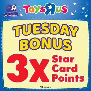 Toys-R-Us-Tuesday-Bonus-3X-Star-Card-Points-Promotion-350x350 - Baby & Kids & Toys Johor Kedah Kelantan Kuala Lumpur Melaka Negeri Sembilan Pahang Penang Perak Perlis Promotions & Freebies Putrajaya Sabah Sarawak Selangor Terengganu Toys 