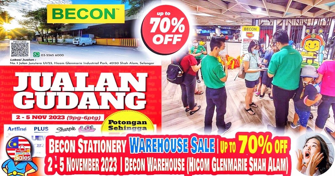 25 Nov 2023 Becon Stationery Warehouse Sale! Up to 70 OFF at Shah Alam