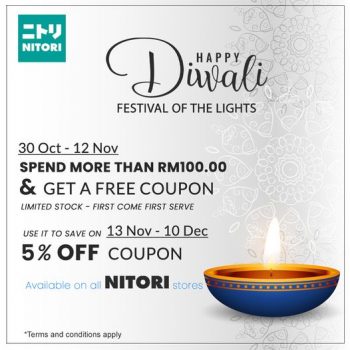 Nitori-Diwali-Promo-350x350 - Johor Kedah Kelantan Kuala Lumpur Melaka Negeri Sembilan Others Pahang Penang Perak Perlis Promotions & Freebies Putrajaya Sabah Sarawak Selangor Terengganu 