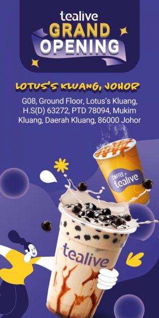 Tealive-Grand-Opening-Promotion-at-Lotuss-Kluang-313x625 - Beverages Food , Restaurant & Pub Johor Promotions & Freebies 