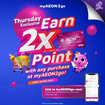 AEON-myAEON2go-Thursday-2X-Points-Promotion-on-every-Thursday-350x350 - Johor Kedah Kelantan Kuala Lumpur Melaka Negeri Sembilan Pahang Penang Perak Perlis Promotions & Freebies Putrajaya Sabah Sarawak Selangor Supermarket & Hypermarket Terengganu 