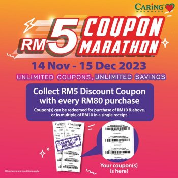 CARiNG-Pharmacy-RM5-Coupon-Marathon-Promotion-350x350 - Beauty & Health Health Supplements Johor Kedah Kelantan Kuala Lumpur Melaka Negeri Sembilan Pahang Penang Perak Perlis Personal Care Promotions & Freebies Putrajaya Sabah Sarawak Selangor Terengganu 