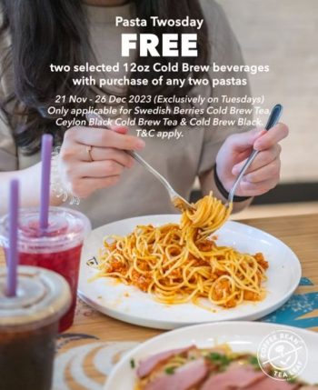 Coffee-Bean-Pasta-Twosday-Promo-350x429 - Beverages Food , Restaurant & Pub Johor Kedah Kelantan Kuala Lumpur Melaka Negeri Sembilan Pahang Penang Perak Perlis Promotions & Freebies Putrajaya Sabah Sarawak Selangor Terengganu 