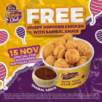 MyLaksa-Free-Crispy-Popcorn-Chicken-For-November-Babies-350x350 - Food , Restaurant & Pub Johor Kedah Kelantan Kuala Lumpur Melaka Negeri Sembilan Pahang Penang Perak Perlis Promotions & Freebies Putrajaya Sabah Sarawak Selangor Terengganu 