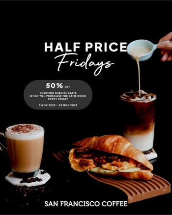 San-Francisco-Coffee-Half-Price-Fridays-350x438 - Beverages Food , Restaurant & Pub Johor Kedah Kelantan Kuala Lumpur Melaka Negeri Sembilan Pahang Penang Perak Perlis Promotions & Freebies Putrajaya Sabah Sarawak Selangor Terengganu 