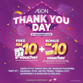 AEON-Thank-You-Day-December-2023-Free-Vouchers-Giveaways-350x350 - Johor Kedah Kelantan Kuala Lumpur Melaka Negeri Sembilan Pahang Penang Perak Perlis Promotions & Freebies Putrajaya Sabah Sarawak Selangor Supermarket & Hypermarket Terengganu 